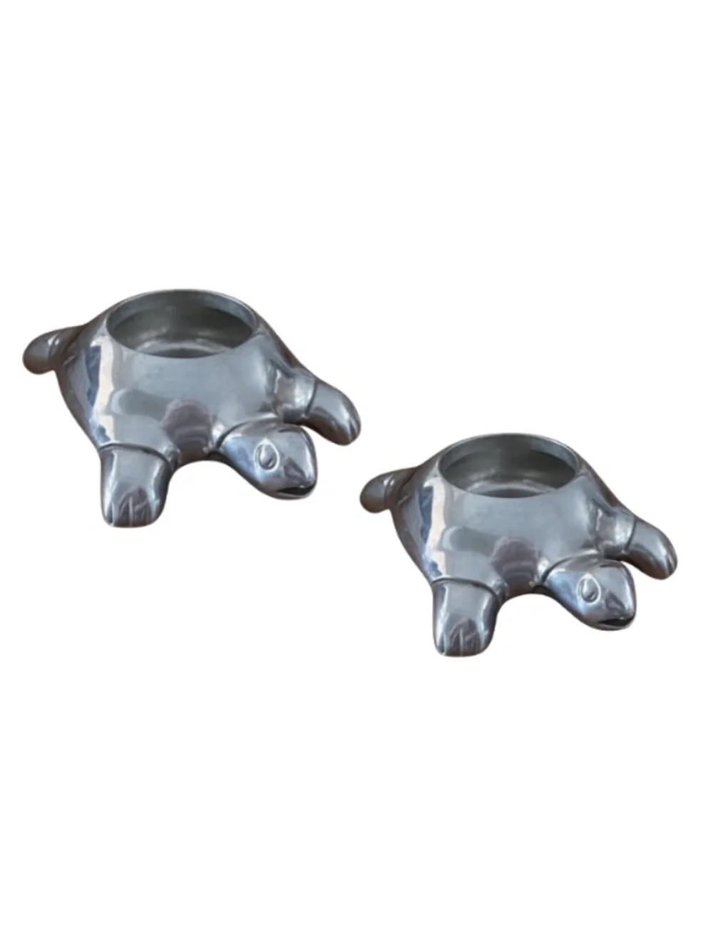 Restoration Hardware Turtle Tealight Holders Silver Metal Set of 2 Coastal Decor